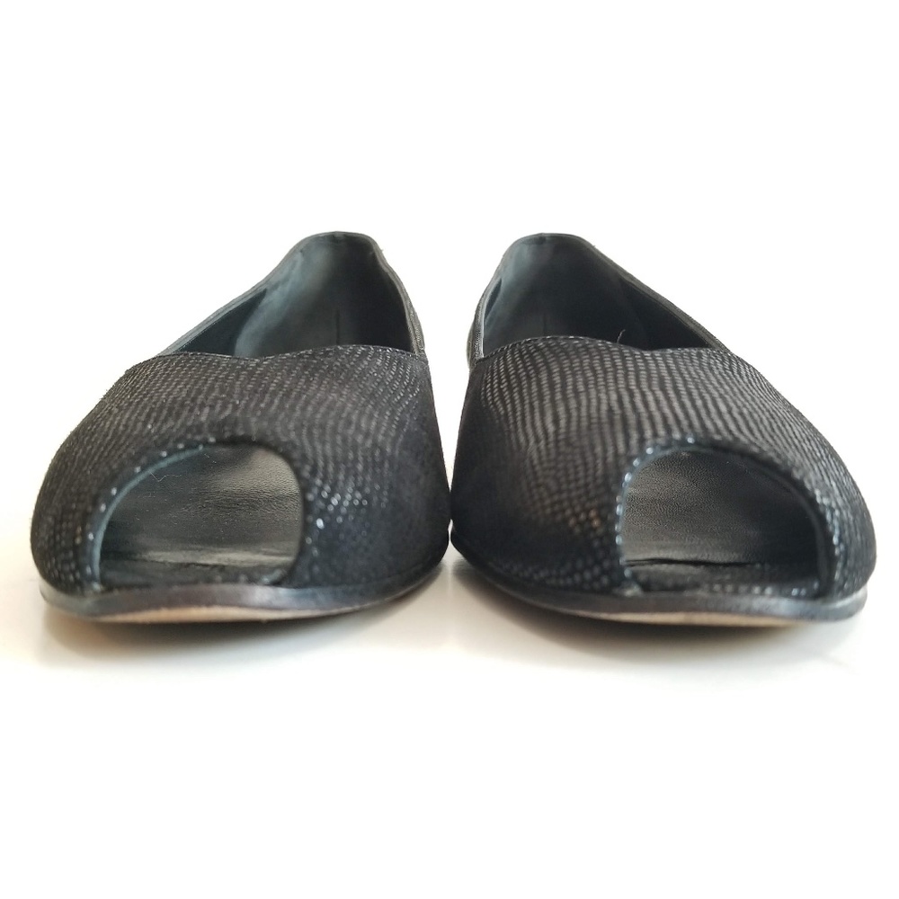 Bruno Magli Textured Leather Peep Toe Flats Shoes - Picture 7 of 10